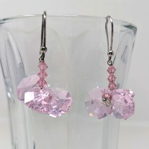 Pink Crystal Made in Italy Sterling Silver Earrings